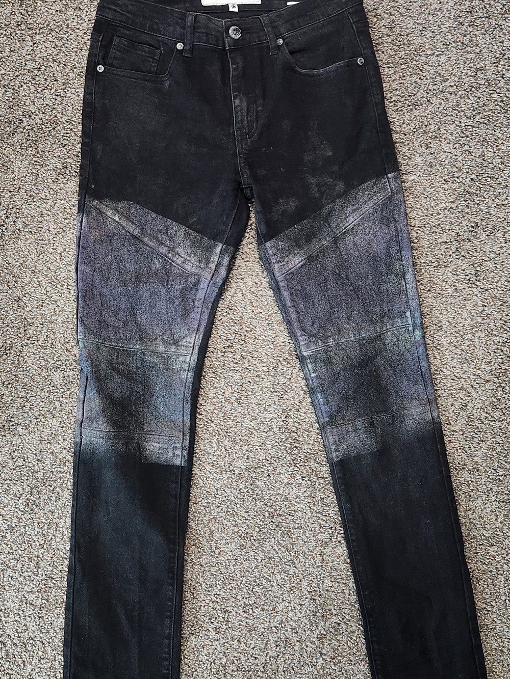 Reason Slim Black Jeans with Iridescent Knee Panels